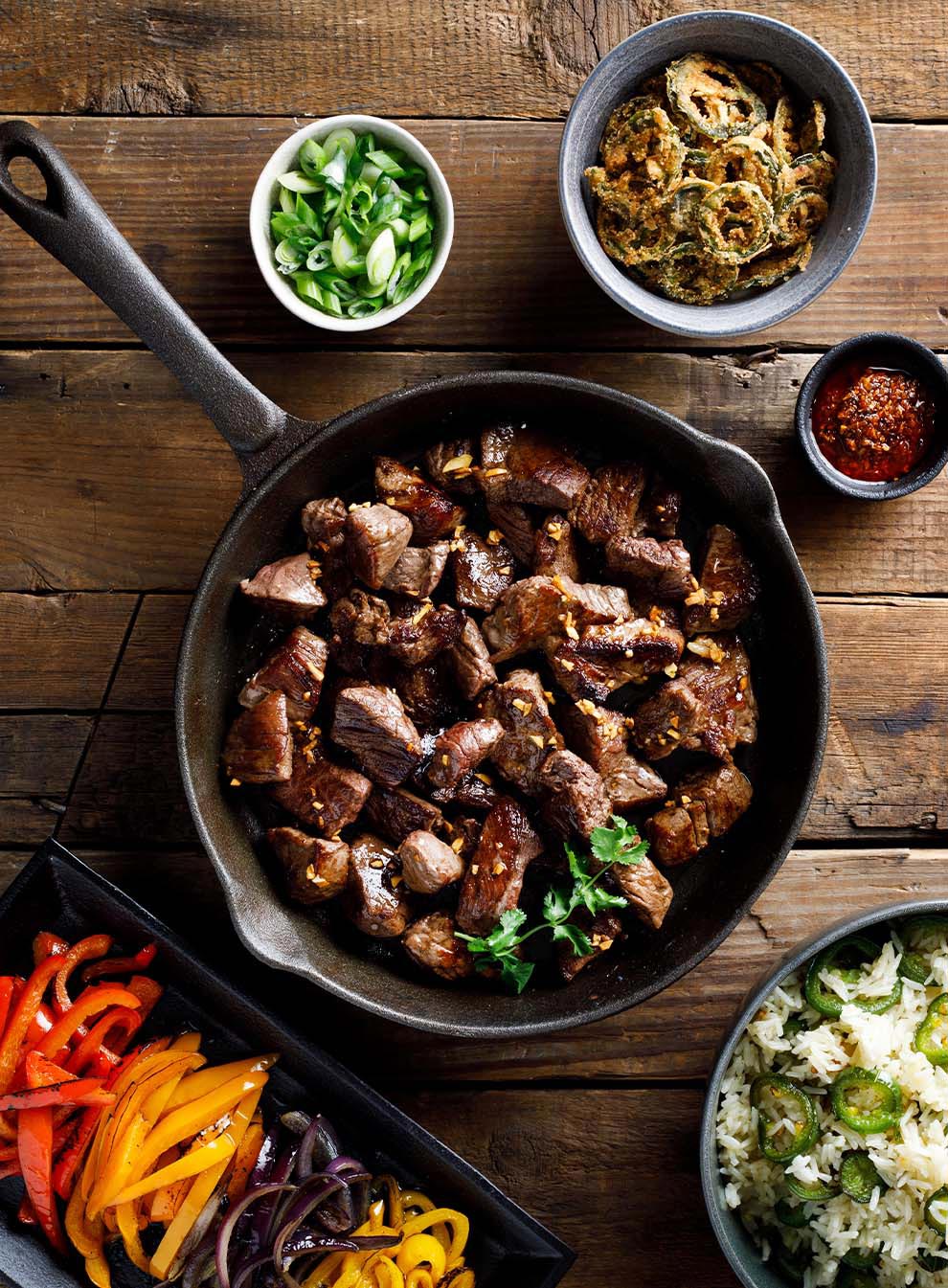 Seared Steak Tips Cooking Marinated Steak On Stove Garlic Butter