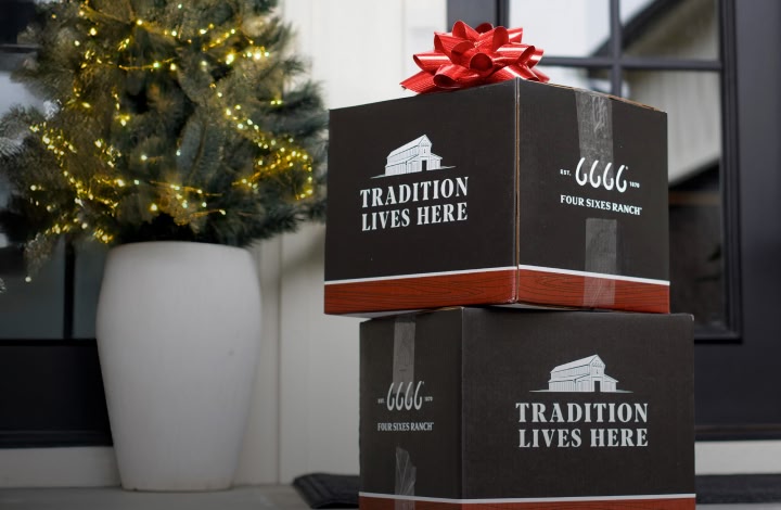 shipping boxes with a bow