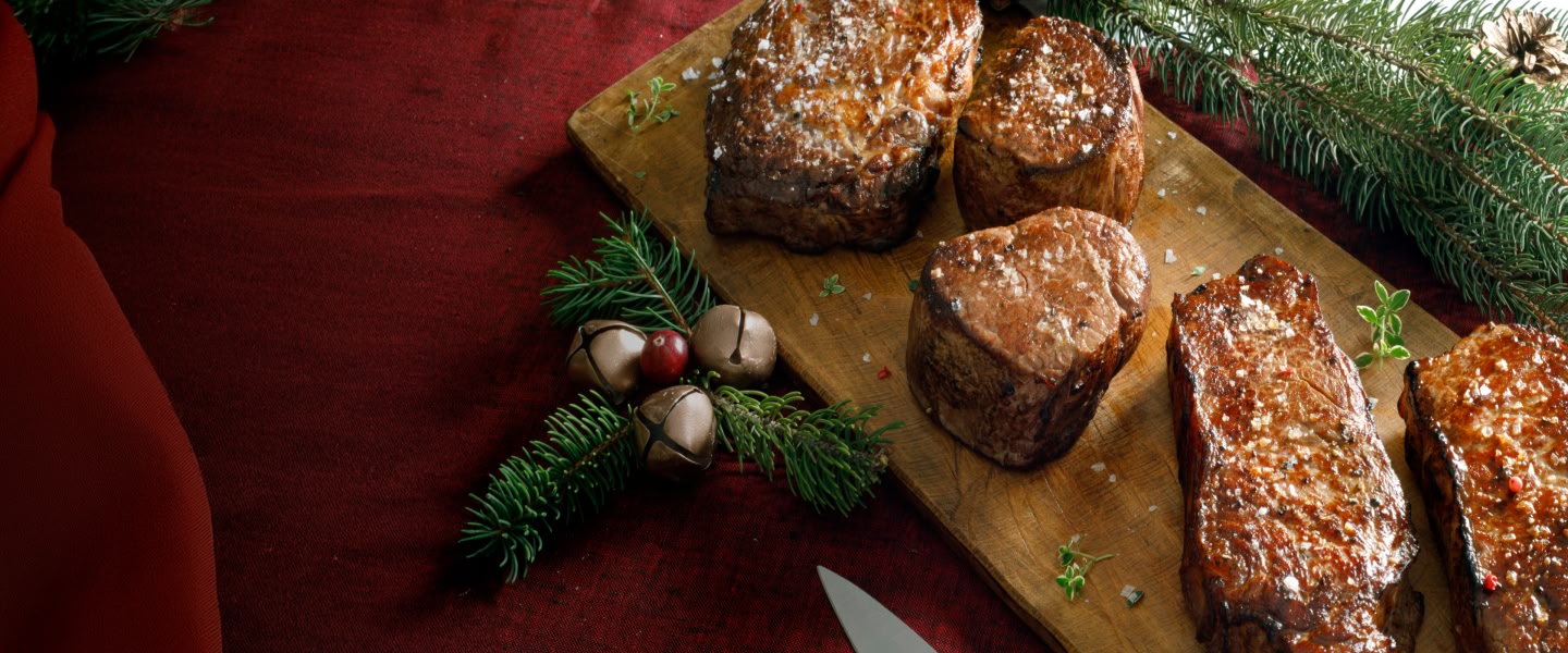 seasoned grilled steaks ready to serve